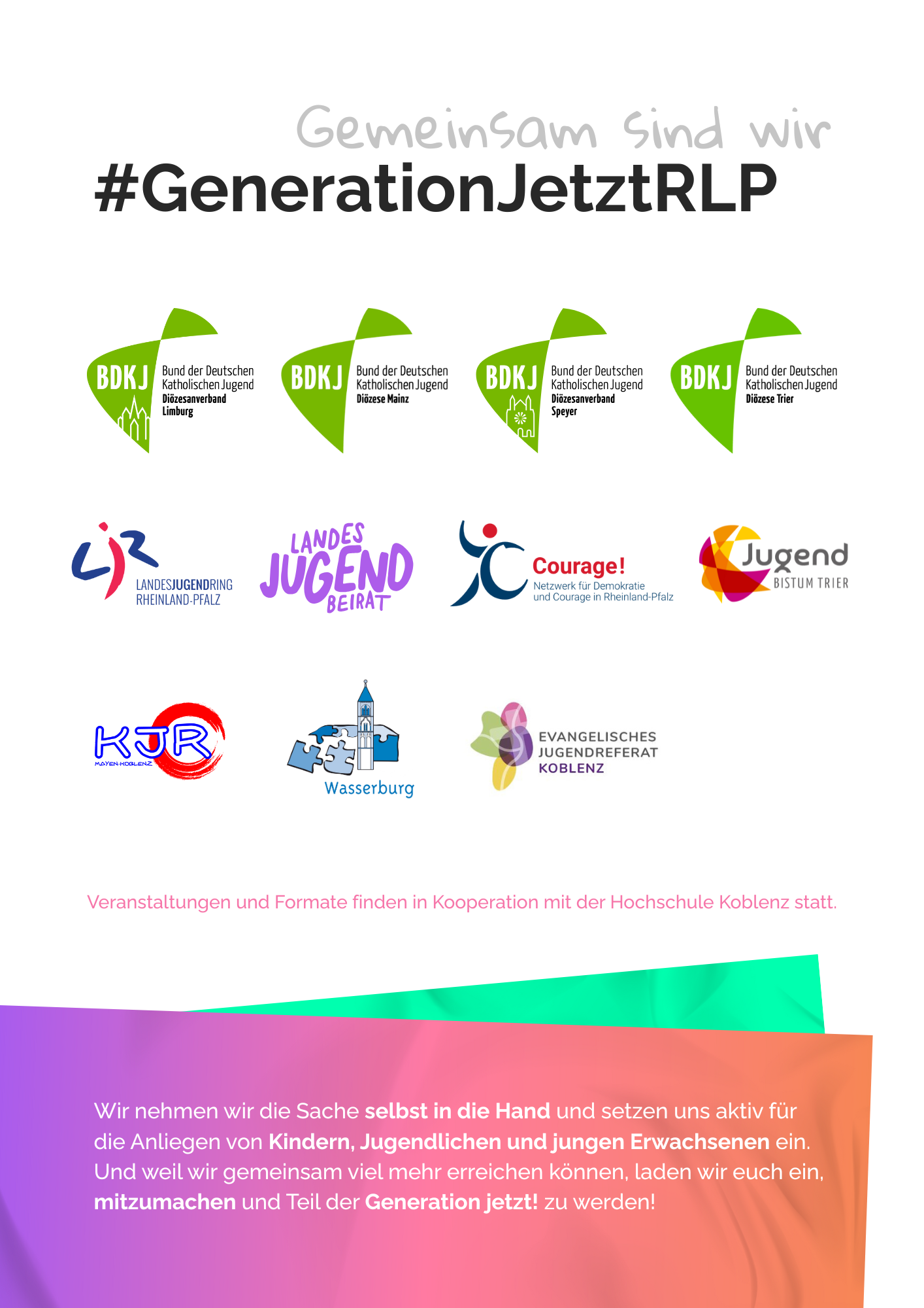 Das Bild ist ein Screenshot einer Broschüre. Die Seite ist mit den Logos der Teilnehmenden der Aktion bestückt.