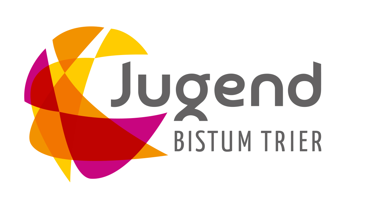 Das Bild zeigt das Logo der Abteilung Jugend im Bistum Trier. Magena, gelbe und orange Segel bilden einen Kreis. Daneben steht Jugend Bistum trier.
